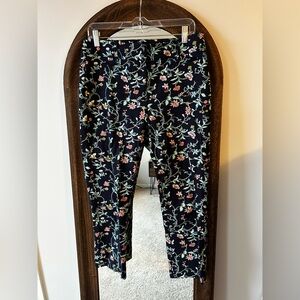 LOFT Navy Floral Straight-Leg Pants